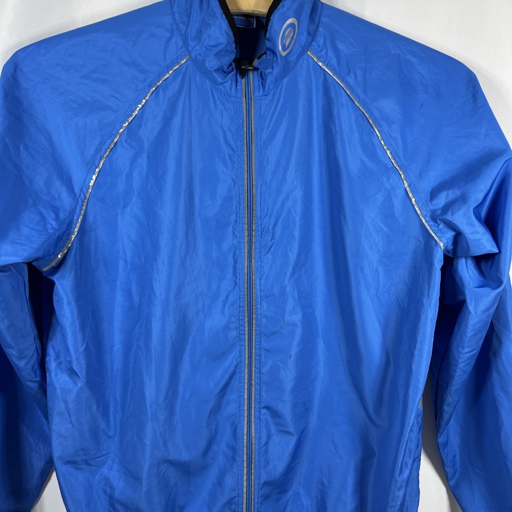 Performance Bicycle Cycling Blue Windbreaker Zip Closure Reflective Trim Size XL